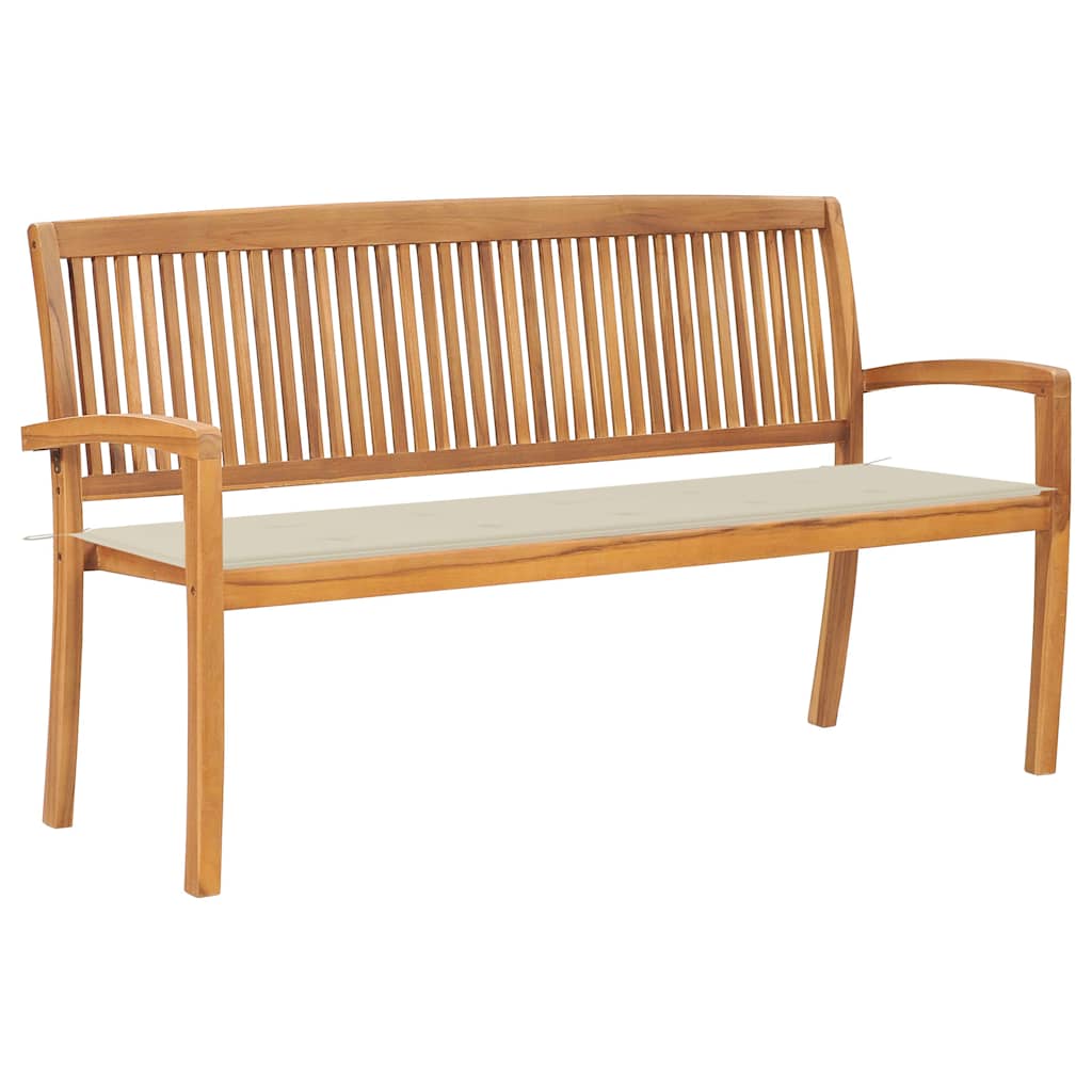 Tuinbank stapelbaar met kussen 159 cm massief teakhout is nu te koop bij PeponiXL, paradijselijk wonen!