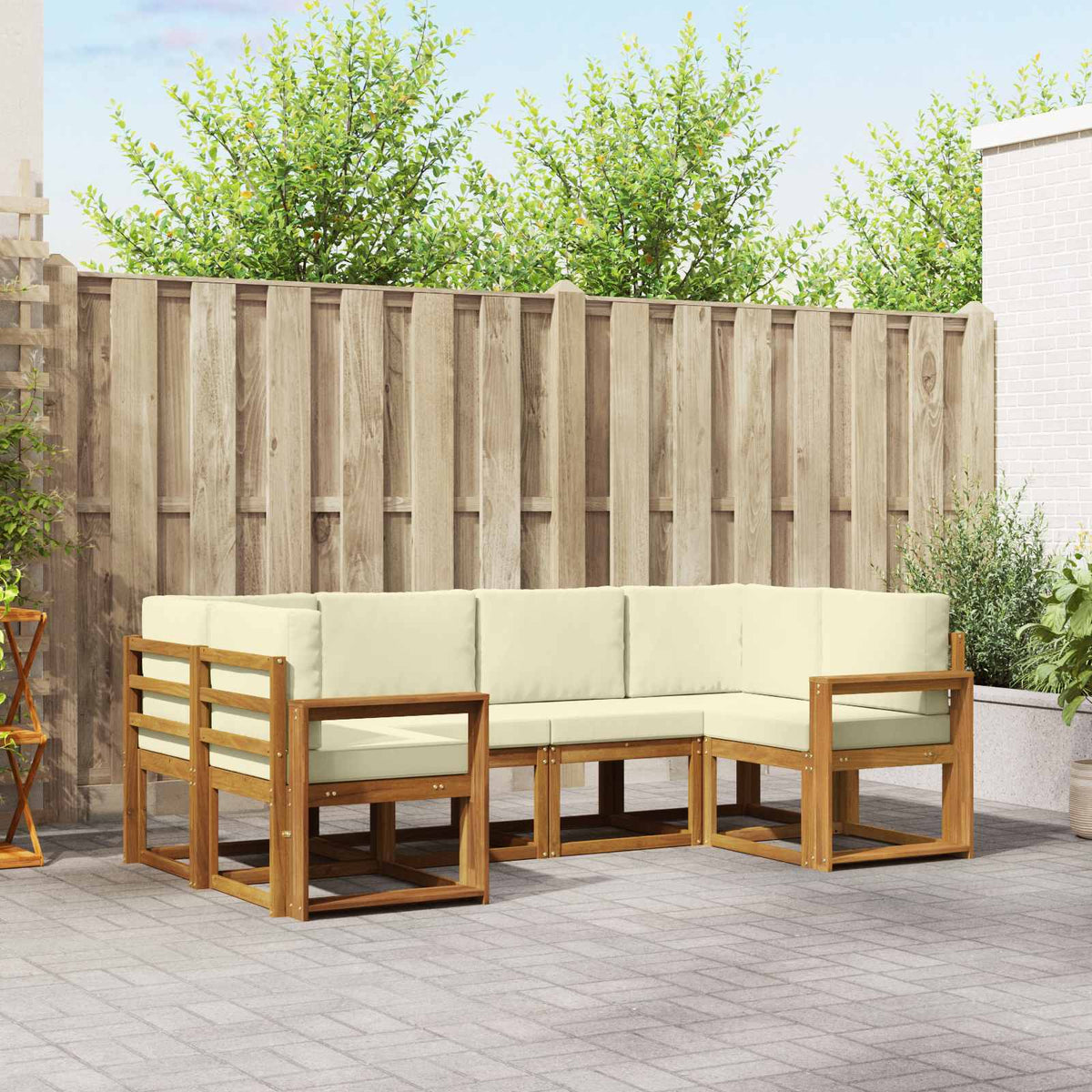 Buiten bankenset met kussen 6 pcs Natuurlijk en Crème is nu te koop bij PeponiXL, paradijselijk wonen!