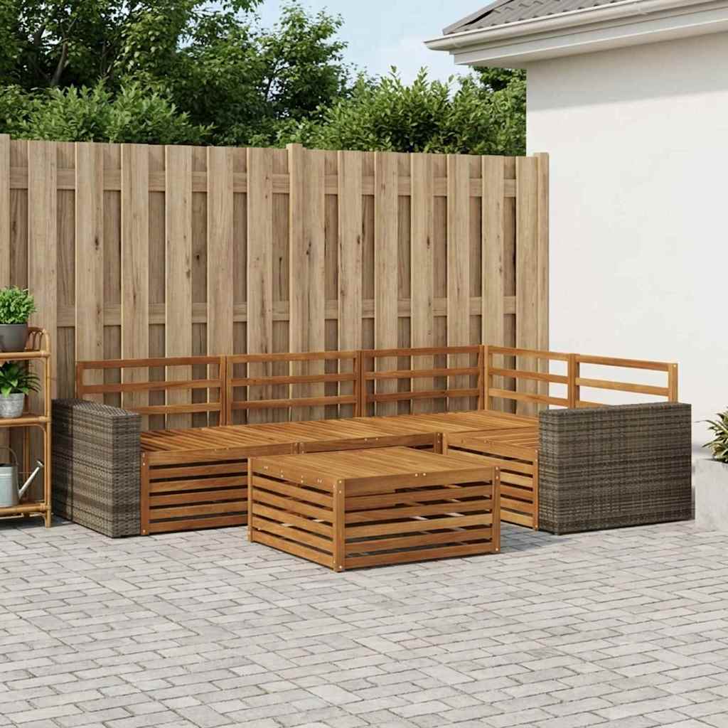 Buiten bankenset 5 pcs Naturel 79 x 79 x 37 cm is nu te koop bij PeponiXL, paradijselijk wonen!