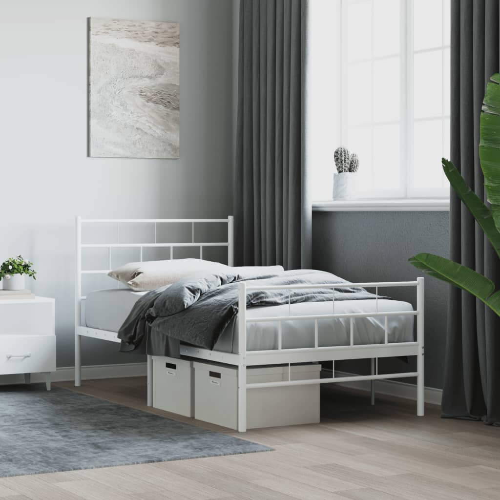 Bedframe met hoofd- en voeteneinde metaal wit 90x200 cm is nu te koop bij PeponiXL, paradijselijk wonen!