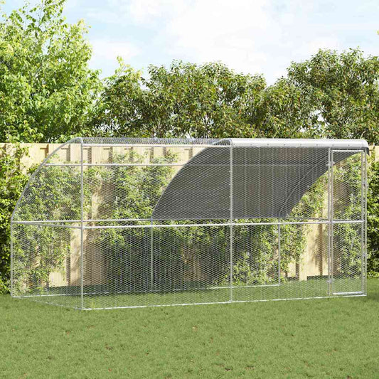 Kippenhok 2 pcs Zilver 400 x 200 x 200 cm Staal en PE is nu te koop bij PeponiXL, paradijselijk wonen!