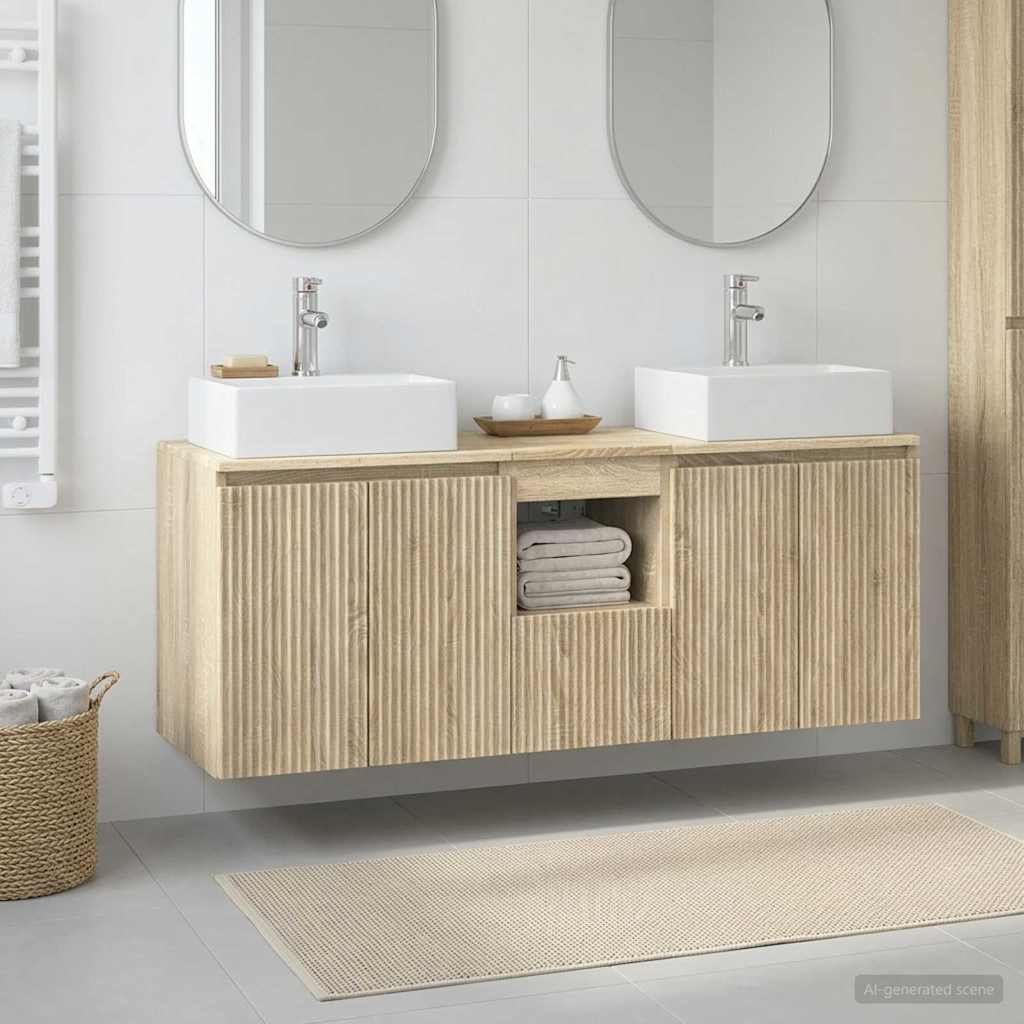 Badkamerkastenset 3 st Sonoma Eiken 49,5 x 41 x 62,5 cm is nu te koop bij PeponiXL, paradijselijk wonen!