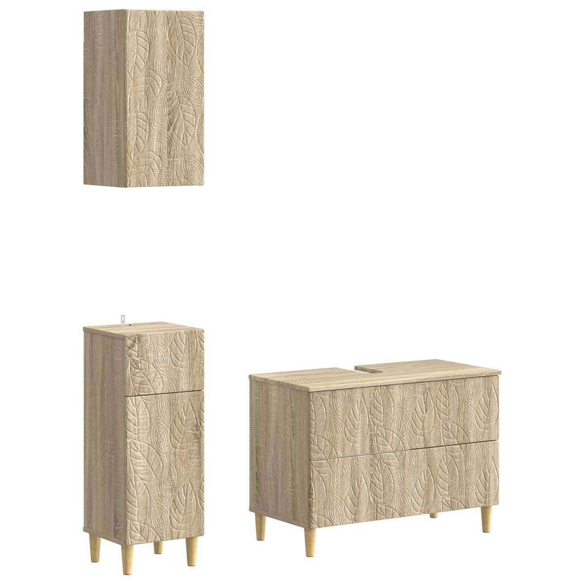 3-delige badkamerkast set DELFT Sonoma Eiken Bewerkt hout is nu te koop bij PeponiXL, paradijselijk wonen!