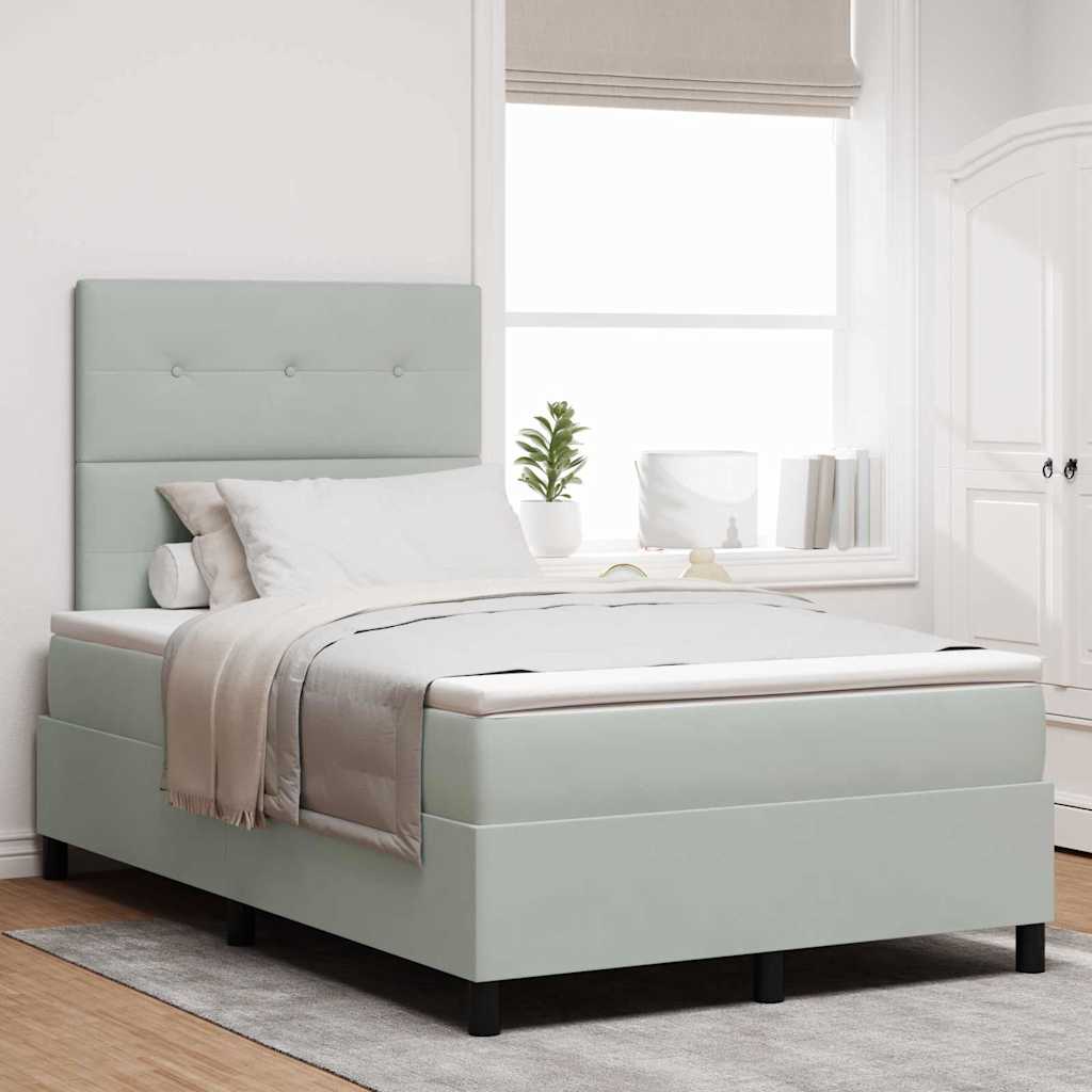 Boxspringbed met matras Lichtgrijs 120 x 200 cm Fluweel is nu te koop bij PeponiXL, paradijselijk wonen!