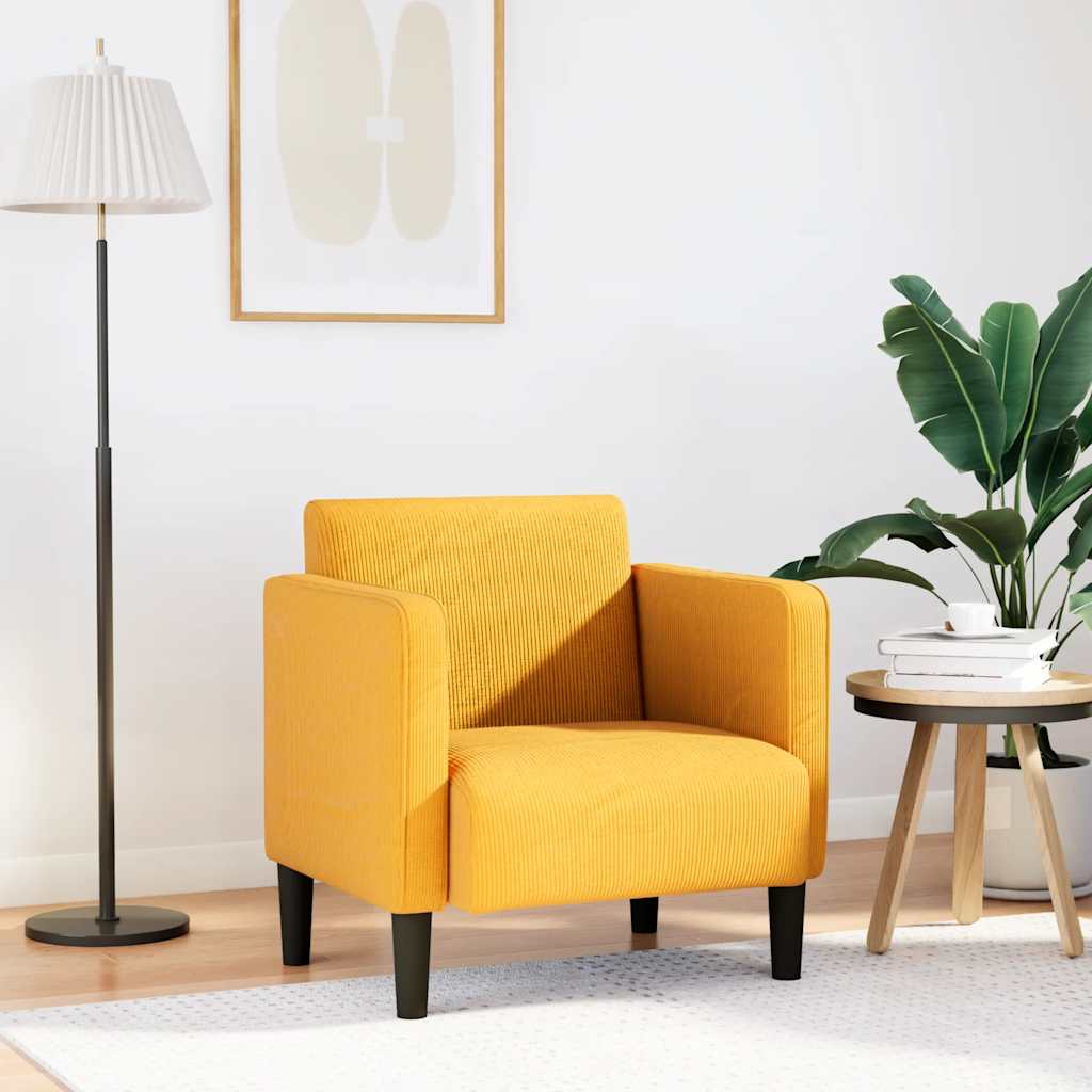 Fauteuil met armleuningen 54 cm corduroy stof lichtgeel is nu te koop bij PeponiXL, paradijselijk wonen!