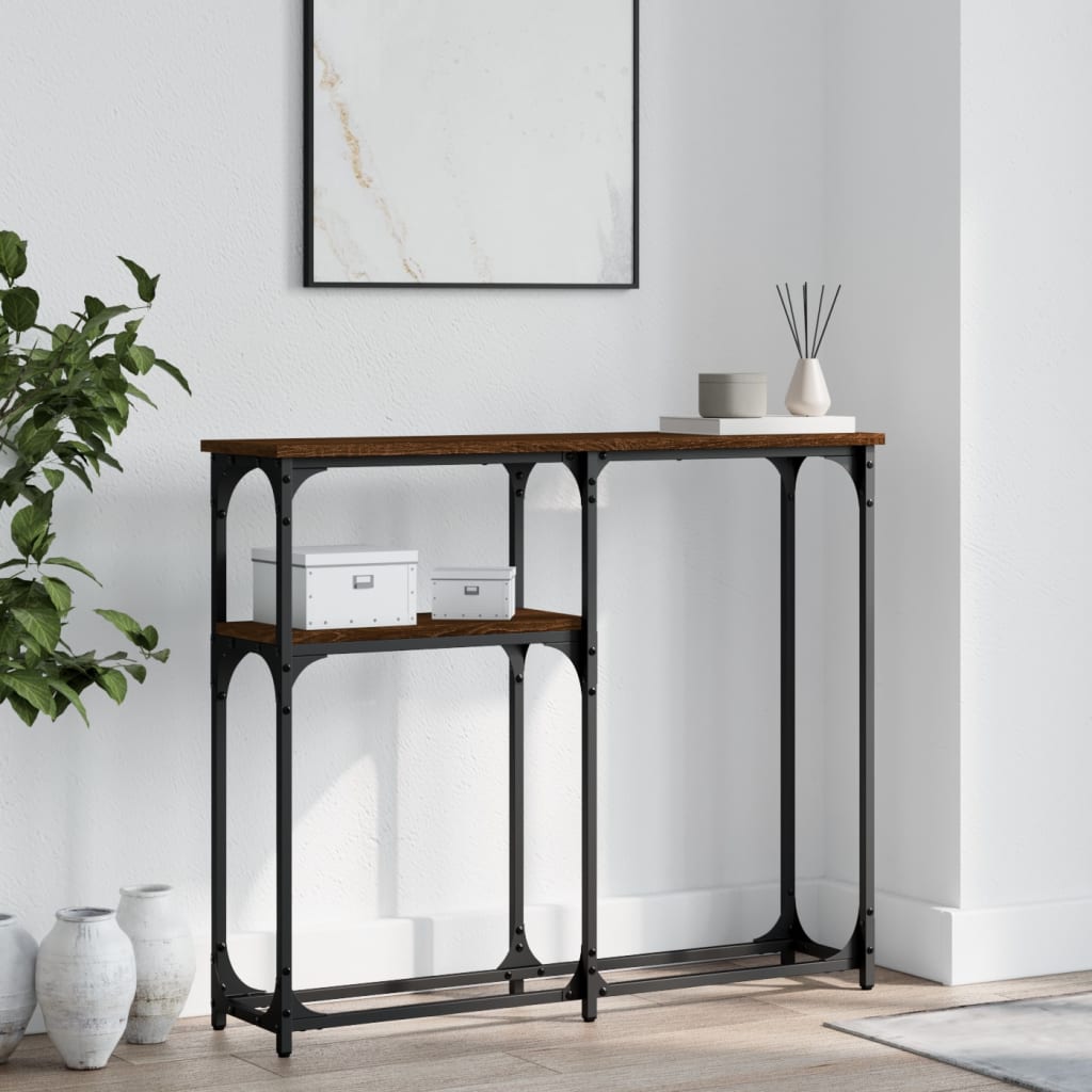 Wandtafel 90x22,5x75 cm bewerkt hout bruin eikenkleur is nu te koop bij PeponiXL, paradijselijk wonen!