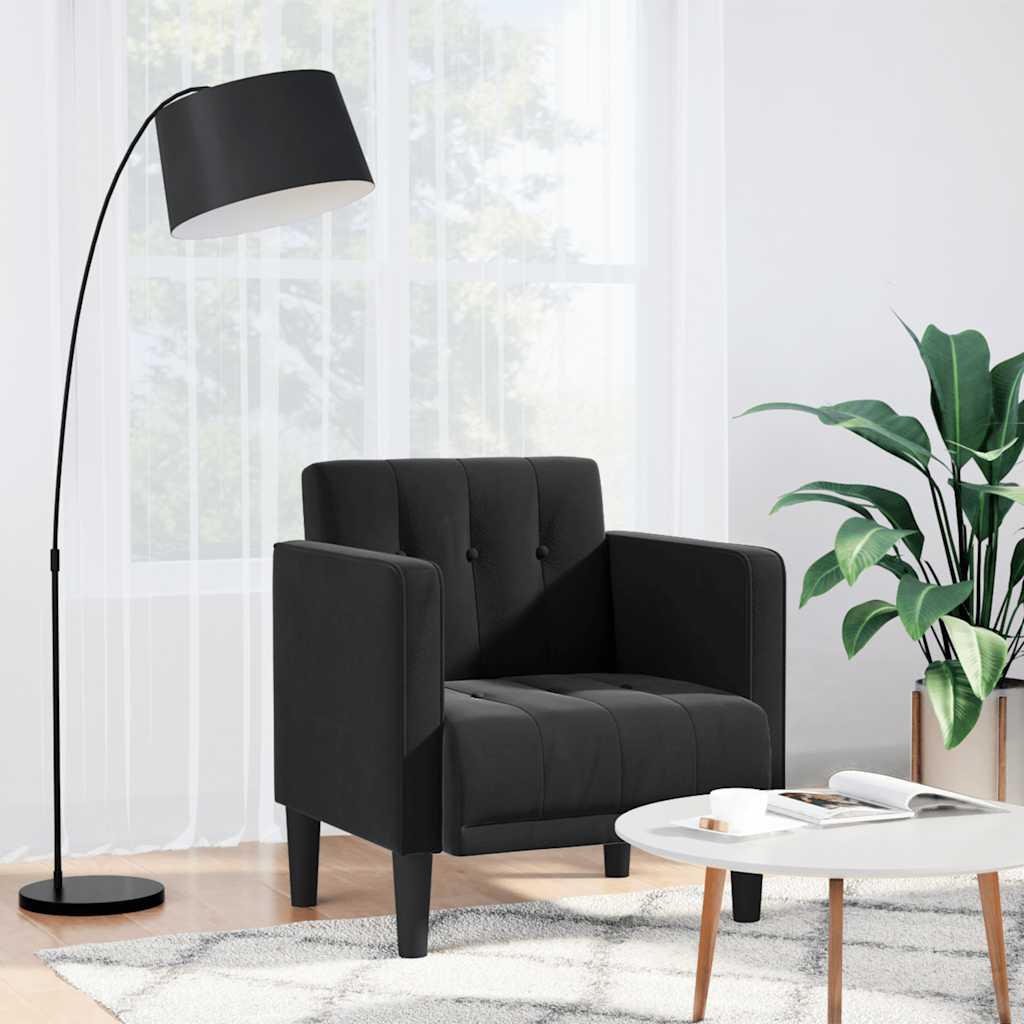 Fauteuil met armleuningen zwart 53 cm fluweel is nu te koop bij PeponiXL, paradijselijk wonen!