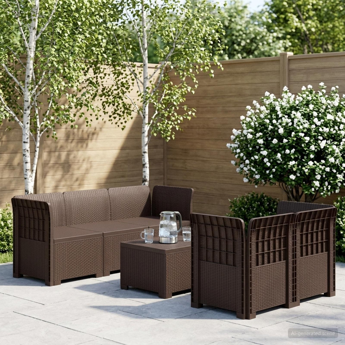 5-Zits Tuin Sofa Rattan Look PP Bruin is nu te koop bij PeponiXL, paradijselijk wonen!