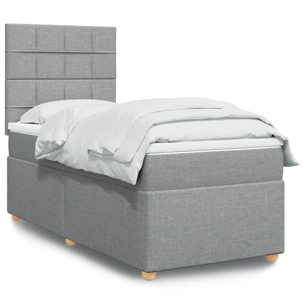 Boxspring met matras stof lichtgrijs 90x190 cm is nu te koop bij PeponiXL, paradijselijk wonen!