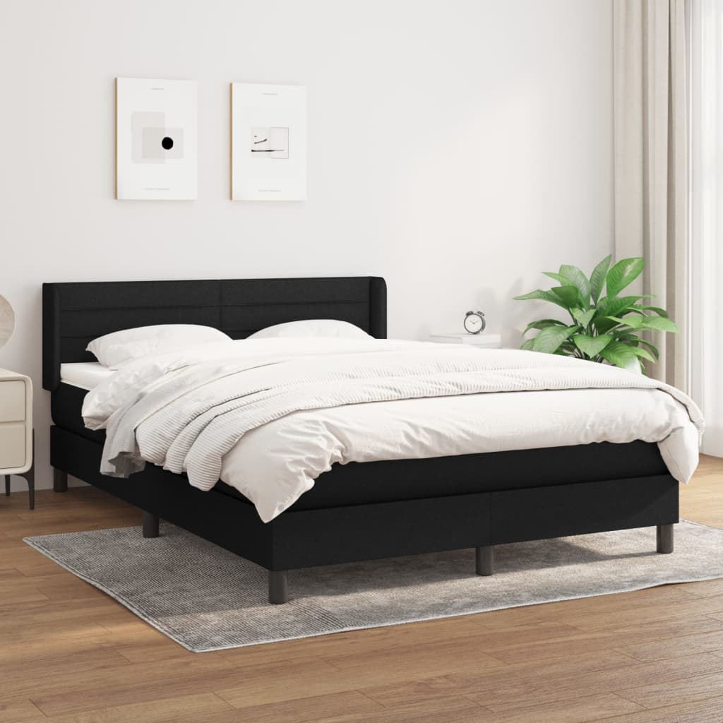 Boxspring met matras stof zwart 140x190 cm is nu te koop bij PeponiXL, paradijselijk wonen!