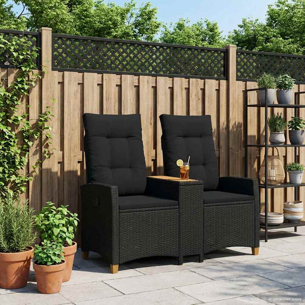 Ligbank met tafel Zwart 126 x 65 x 112 cm poly rattan is nu te koop bij PeponiXL, paradijselijk wonen!