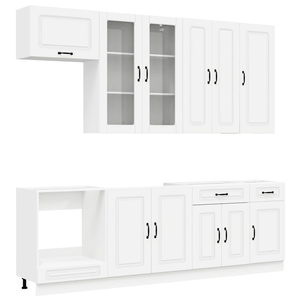 Keukenblok KALMAR 8 pcs Wit Bewerkt hout is nu te koop bij PeponiXL, paradijselijk wonen!