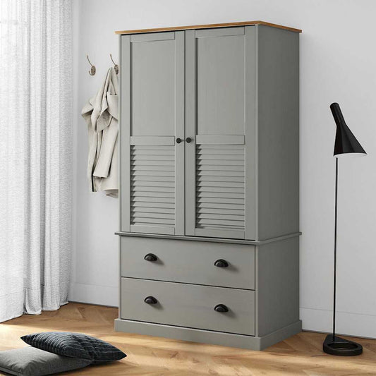 Kledingkast VIGO 90x55x170 cm massief grenenhout grijs is nu te koop bij PeponiXL, paradijselijk wonen!