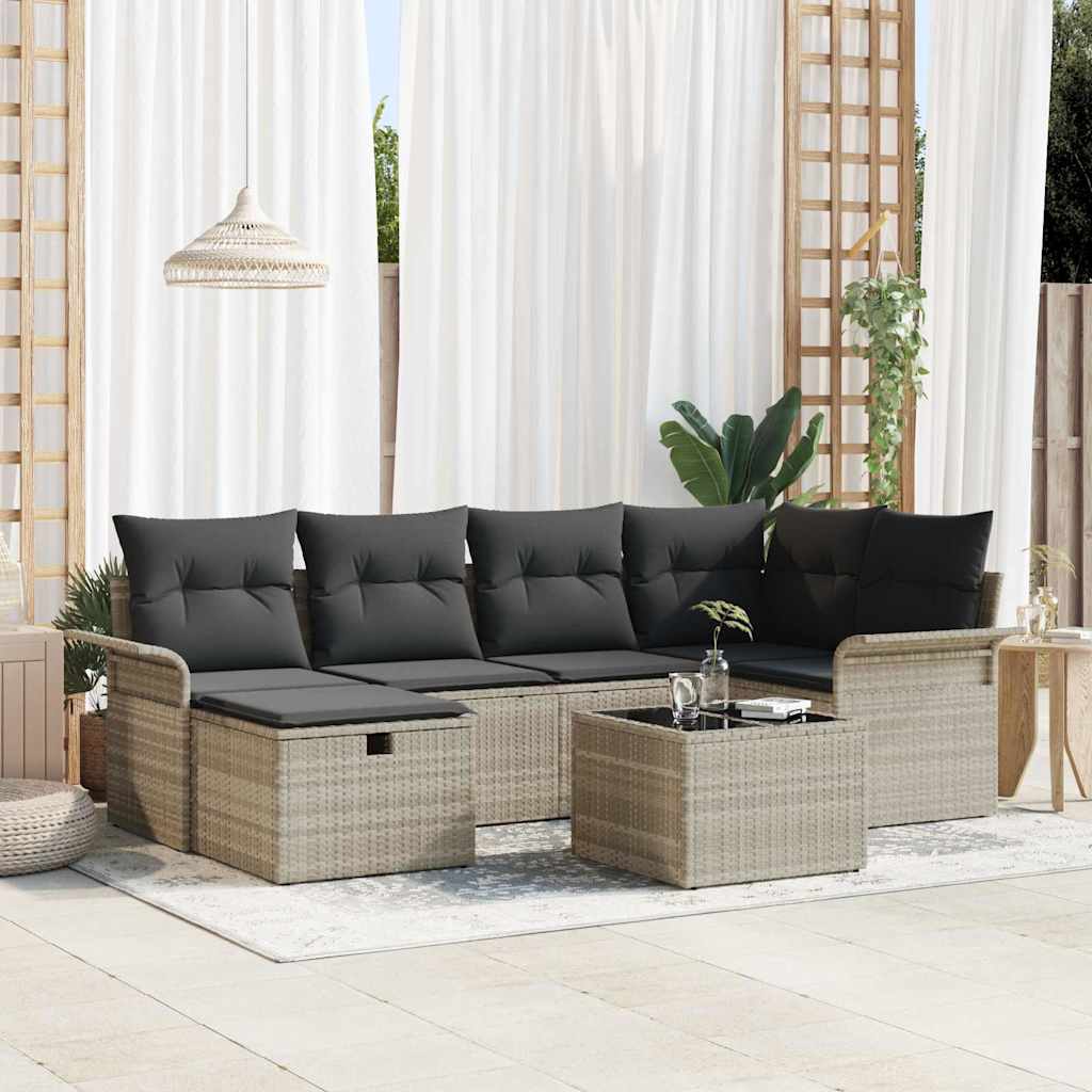 Tuin Sofa Set 7 st Poly riet is nu te koop bij PeponiXL, paradijselijk wonen!