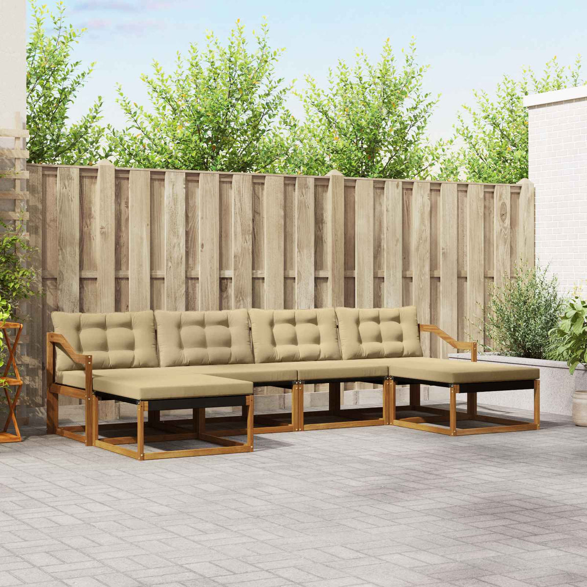 Buiten bankenset met kussen 6 pcs Natuurlijk en Beige is nu te koop bij PeponiXL, paradijselijk wonen!
