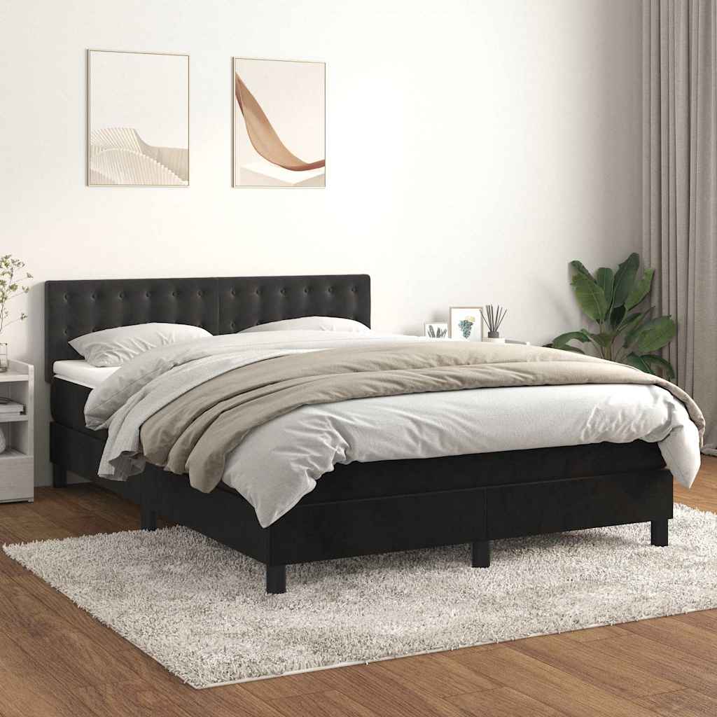 Boxspring met matras fluweel zwart 140x190 cm is nu te koop bij PeponiXL, paradijselijk wonen!