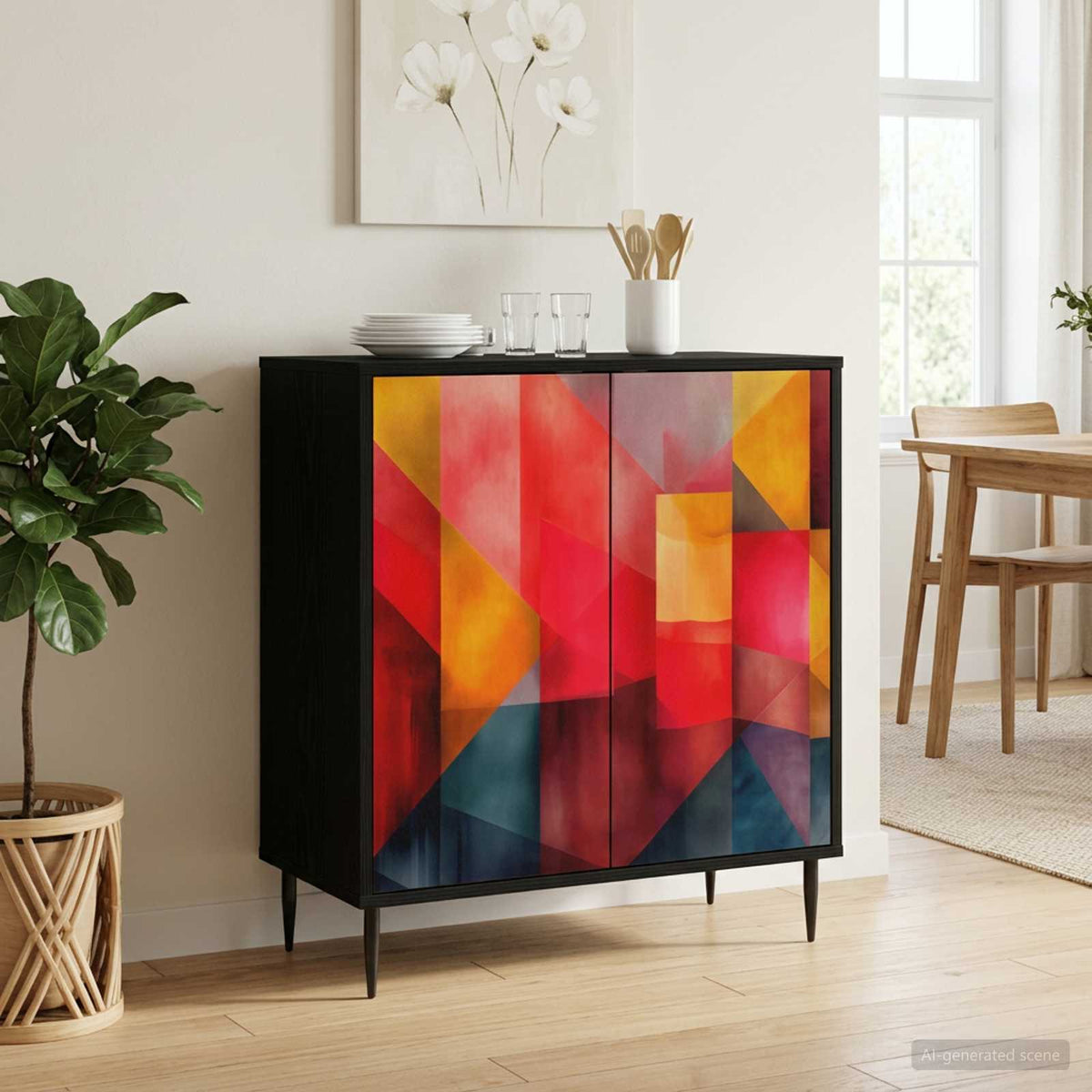 Dressoir HEESCH Zwart eiken 69 x 33 x 76 cm Bewerkt hout is nu te koop bij PeponiXL, paradijselijk wonen!