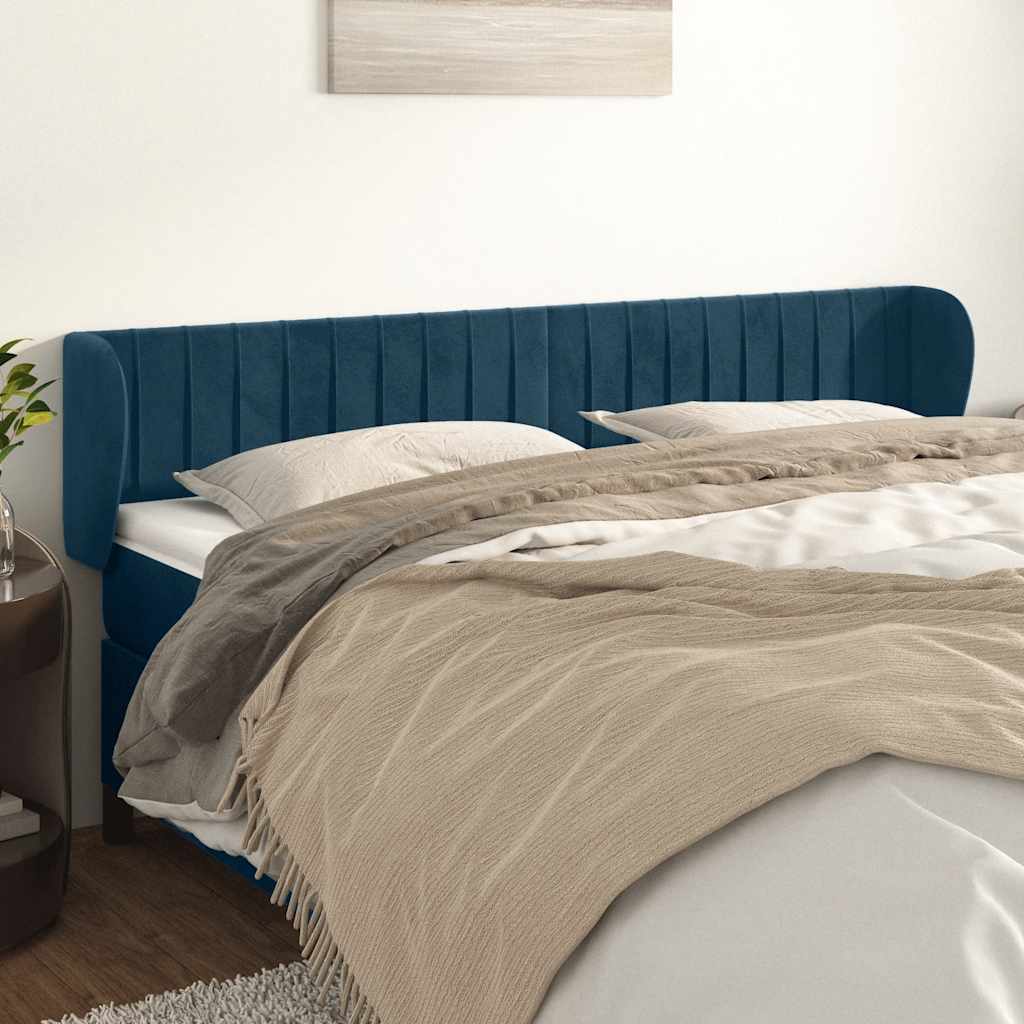 Hoofdbord met randen 203x23x78/88 cm fluweel donkerblauw is nu te koop bij PeponiXL, paradijselijk wonen!