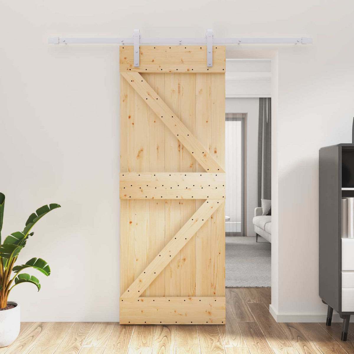 Schuifdeur Natuurlijk en Wit 80 x 210 cm Massief grenenhout is nu te koop bij PeponiXL, paradijselijk wonen!