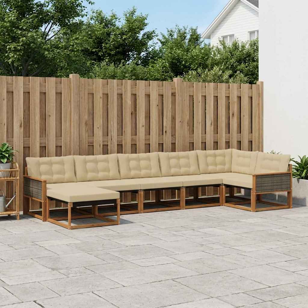 Buiten bankenset met kussen 7 pcs Natuurlijk en Beige is nu te koop bij PeponiXL, paradijselijk wonen!