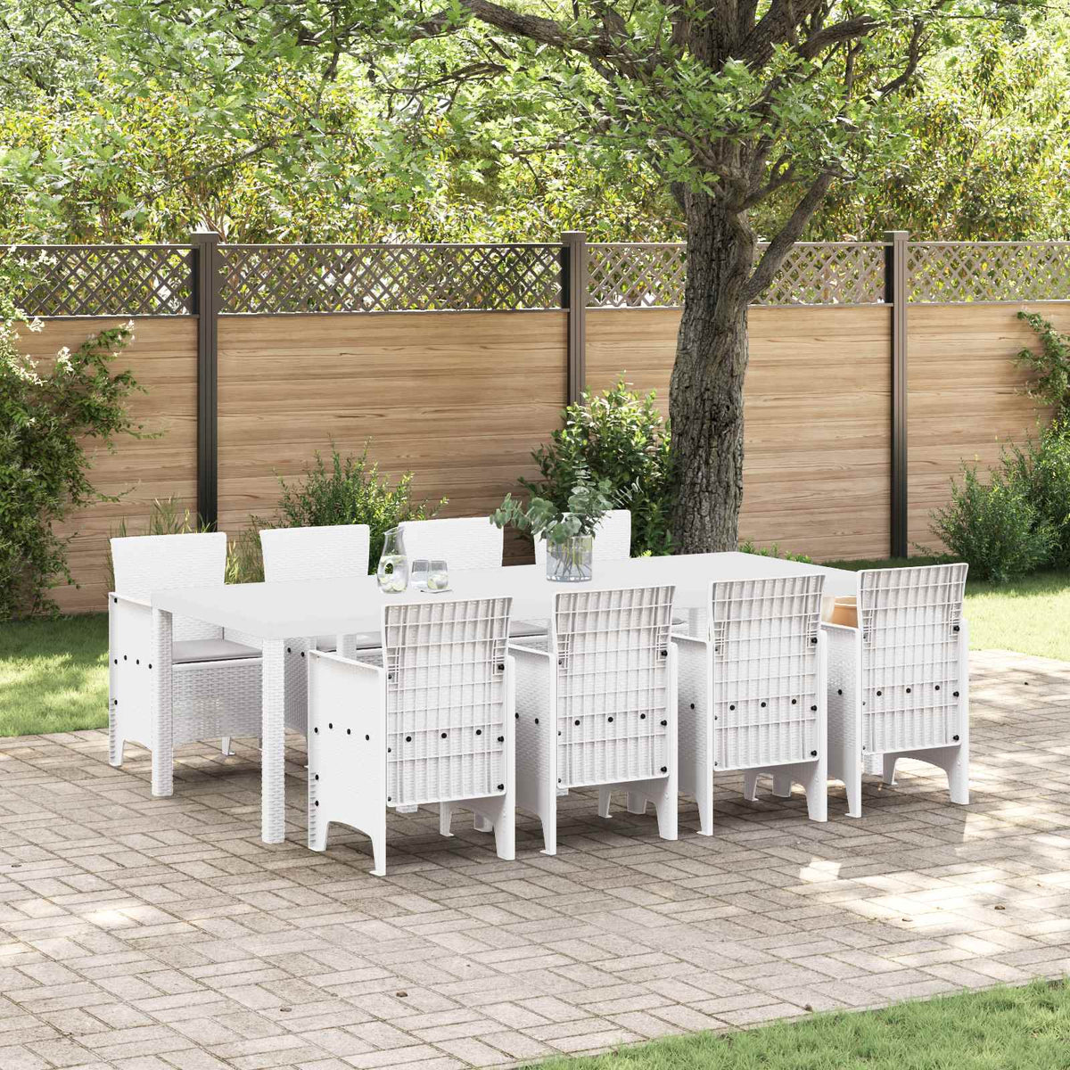 Tuin Eetset 9 st Wit Polypropyleen is nu te koop bij PeponiXL, paradijselijk wonen!