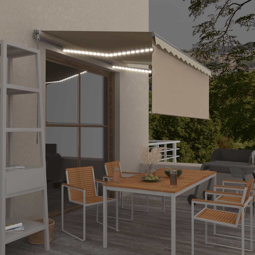 Luifel handmatig uittrekbaar met rolgordijn LED 3x2,5 m crème is nu te koop bij PeponiXL, paradijselijk wonen!