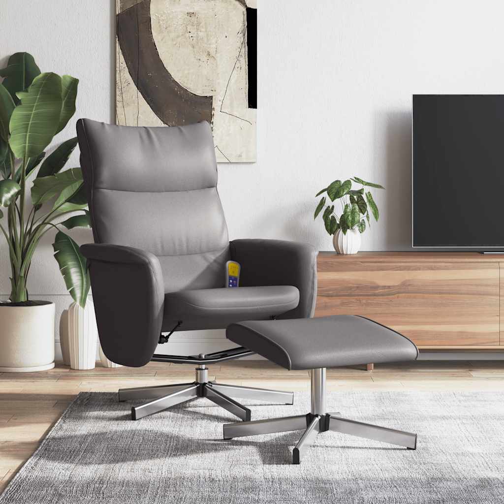 Massagestoel verstelbaar met voetenbankje kunstleer grijs is nu te koop bij PeponiXL, paradijselijk wonen!