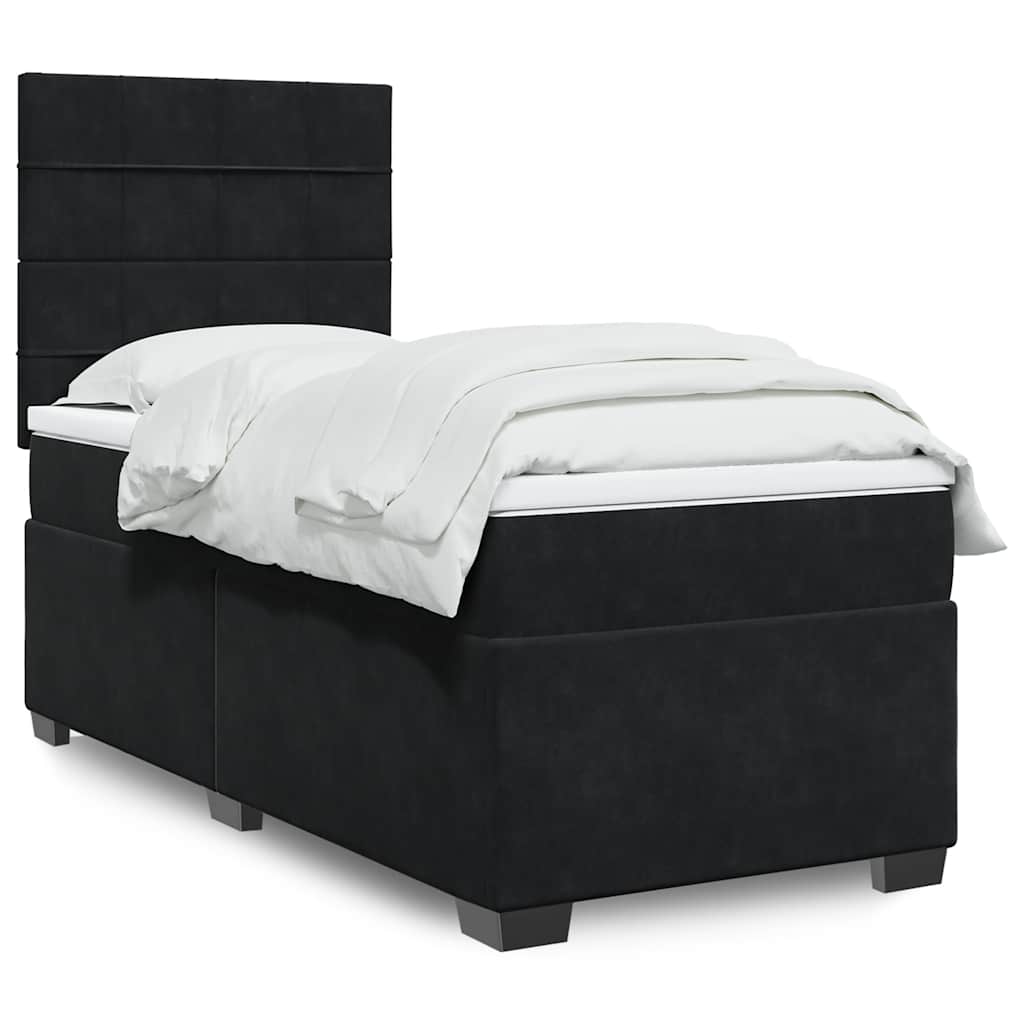 Boxspring met matras fluweel zwart 90x190 cm is nu te koop bij PeponiXL, paradijselijk wonen!