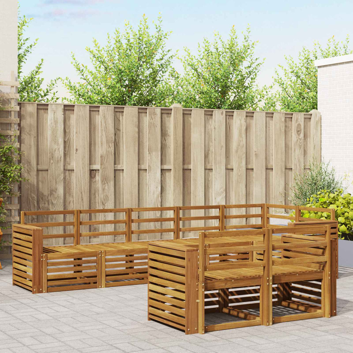 Sofa-Sets 8 pcs Naturel Massief Acaciahout is nu te koop bij PeponiXL, paradijselijk wonen!