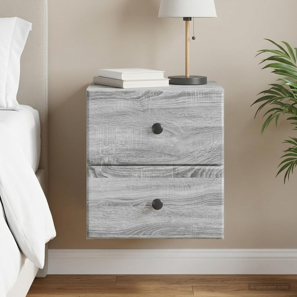 Wandbeugel Bedkast Grijs sonoma 34,5 x 33 x 40 cm Bewerkt hout is nu te koop bij PeponiXL, paradijselijk wonen!