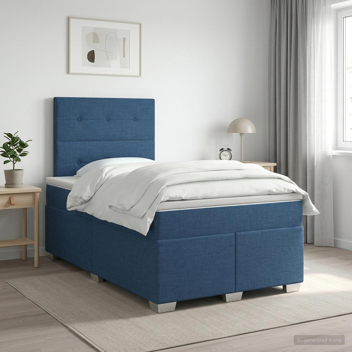 Boxspringbed met matras met hoofdeinde Blauw 120 x 200 cm Stof is nu te koop bij PeponiXL, paradijselijk wonen!