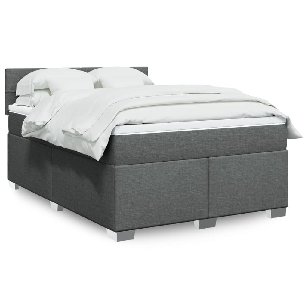 Boxspring met matras stof donkergrijs 140x190 cm is nu te koop bij PeponiXL, paradijselijk wonen!