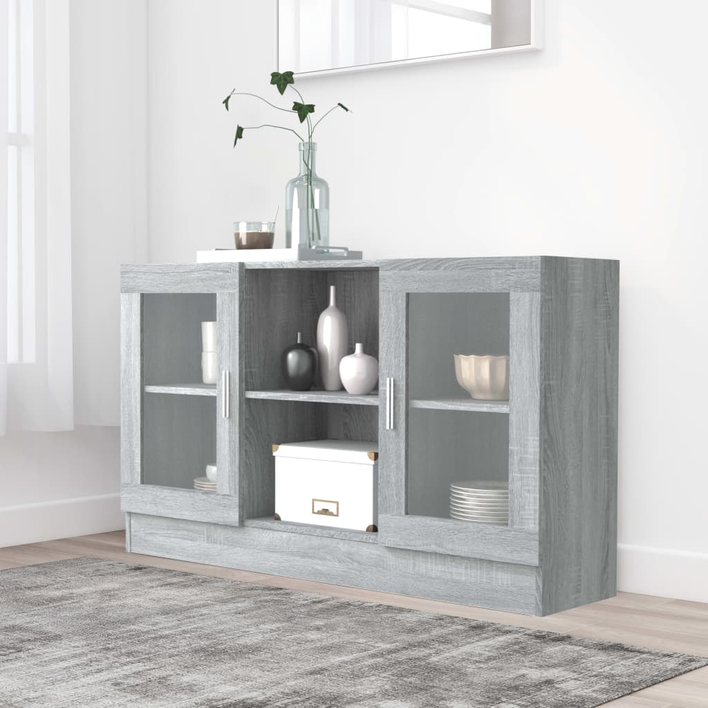 Vitrinekast 120x30,5x70 cm bewerkt hout grijs sonoma eiken is nu te koop bij PeponiXL, paradijselijk wonen!
