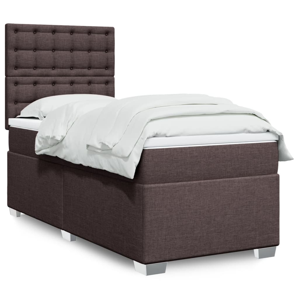Boxspring met matras stof donkerbruin 80x200 cm is nu te koop bij PeponiXL, paradijselijk wonen!