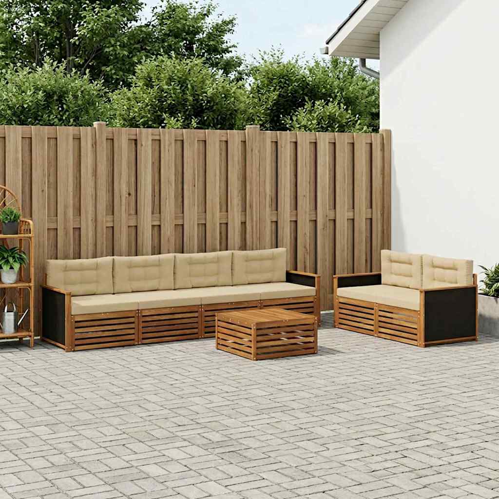 Buiten bankenset met kussen 7 pcs Natuurlijk en Beige Polyester is nu te koop bij PeponiXL, paradijselijk wonen!