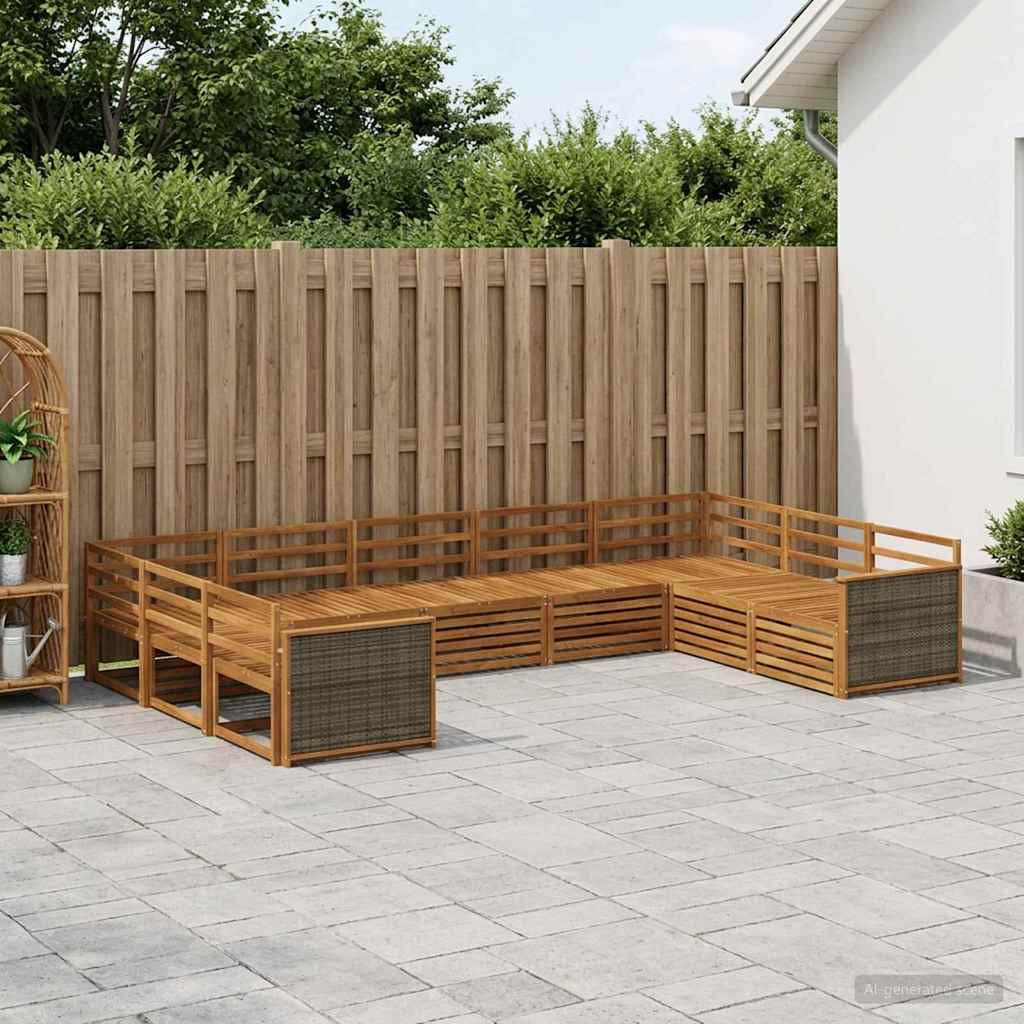Buiten bankenset 9 pcs Naturel Massief Acaciahout is nu te koop bij PeponiXL, paradijselijk wonen!