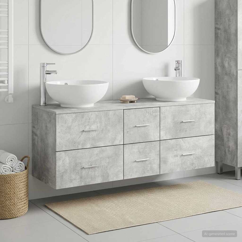 Badkamermeubelset 3 st Betongrijs 49,5 x 44,5 x 65 cm is nu te koop bij PeponiXL, paradijselijk wonen!