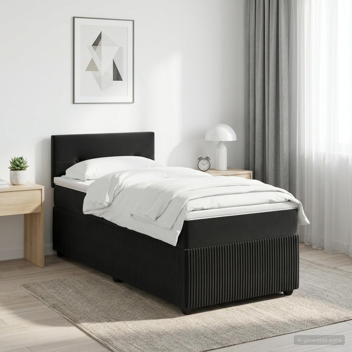 Boxspringbed met matras Zwart 90 x 200 cm Fluweel is nu te koop bij PeponiXL, paradijselijk wonen!