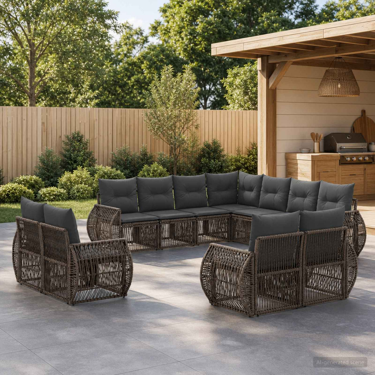 Tuinbankenset 11 pcs Grijs en Donkergrijs poly rattan is nu te koop bij PeponiXL, paradijselijk wonen!