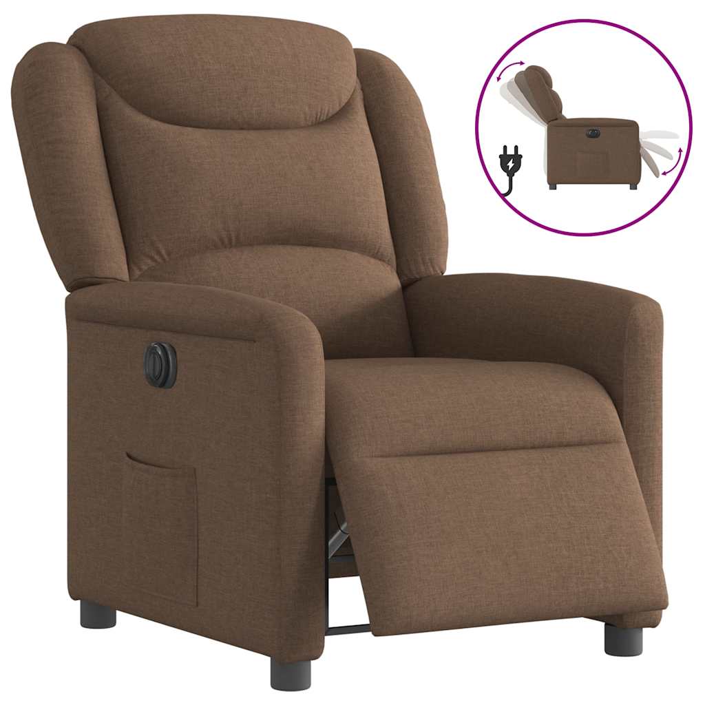 Fauteuil verstelbaar elektrisch stof bruin is nu te koop bij PeponiXL, paradijselijk wonen!