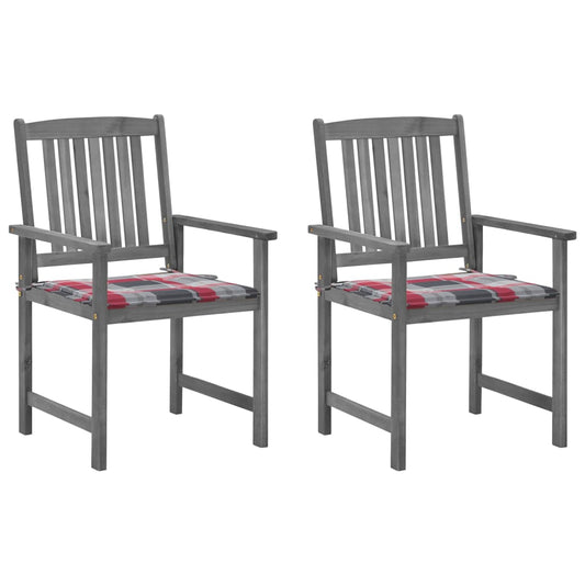 Tuinstoelen 2 st met kussens massief acaciahout grijs is nu te koop bij PeponiXL, paradijselijk wonen!
