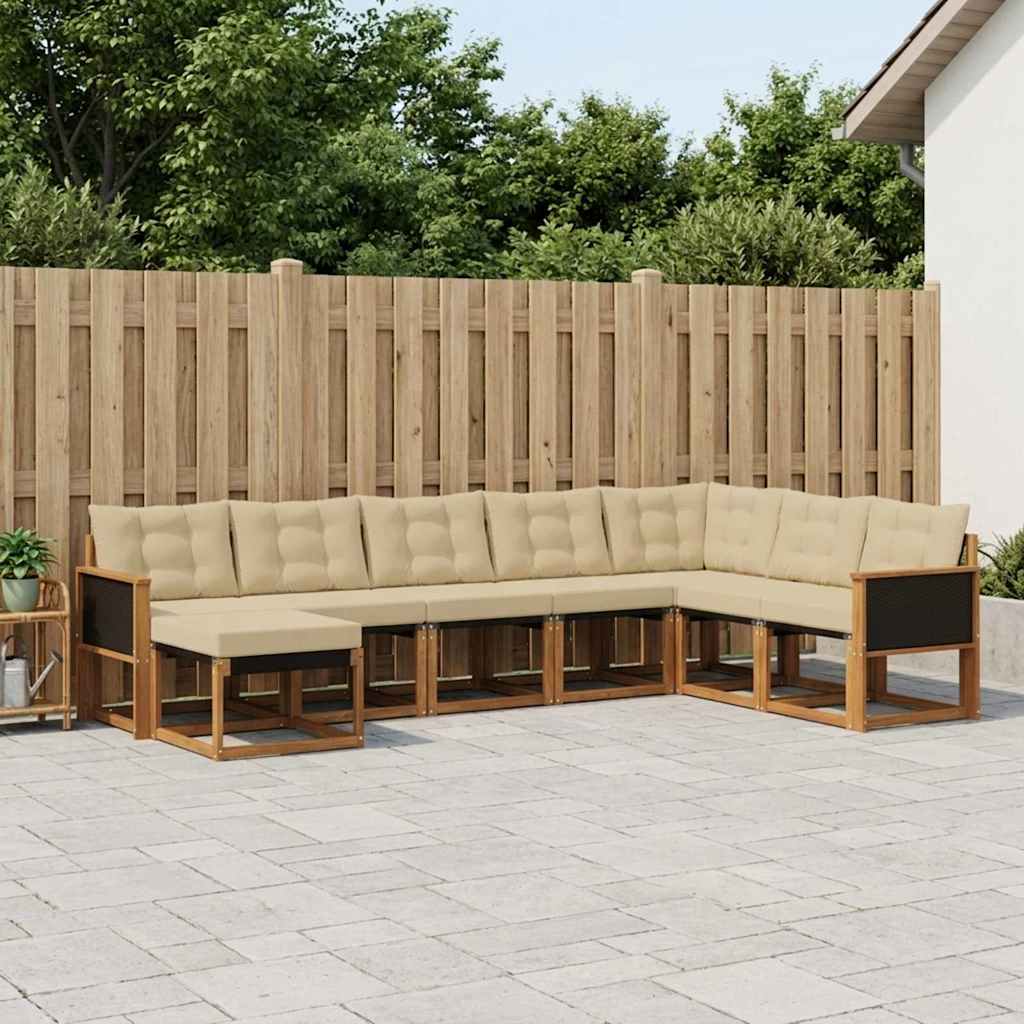 Buiten bankenset met kussen 8 pcs Natuurlijk en Beige is nu te koop bij PeponiXL, paradijselijk wonen!