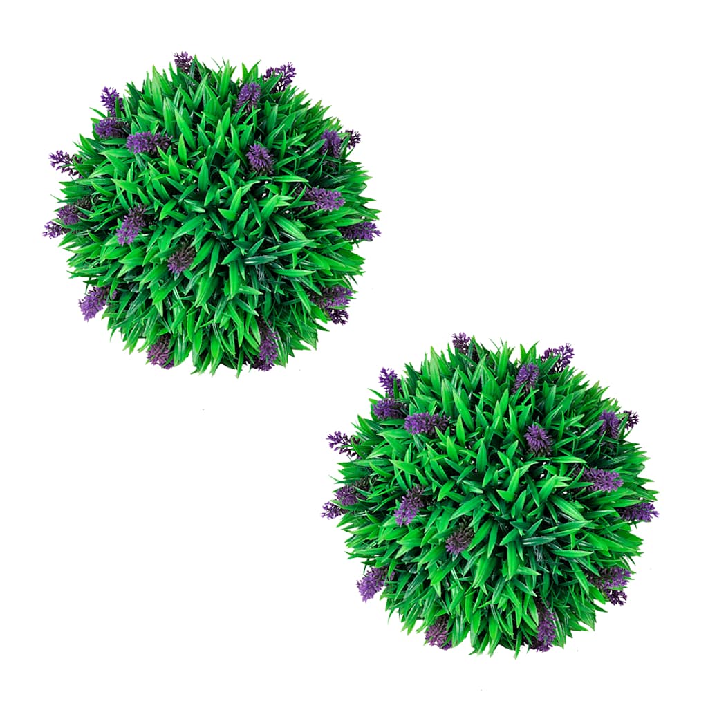 2-delige Kunstbuxussenset bolvormig met lavendel 30 cm is nu te koop bij PeponiXL, paradijselijk wonen!