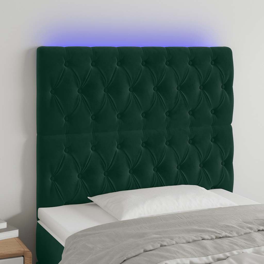 Hoofdbord LED 90x7x118/128 cm fluweel donkergroen is nu te koop bij PeponiXL, paradijselijk wonen!
