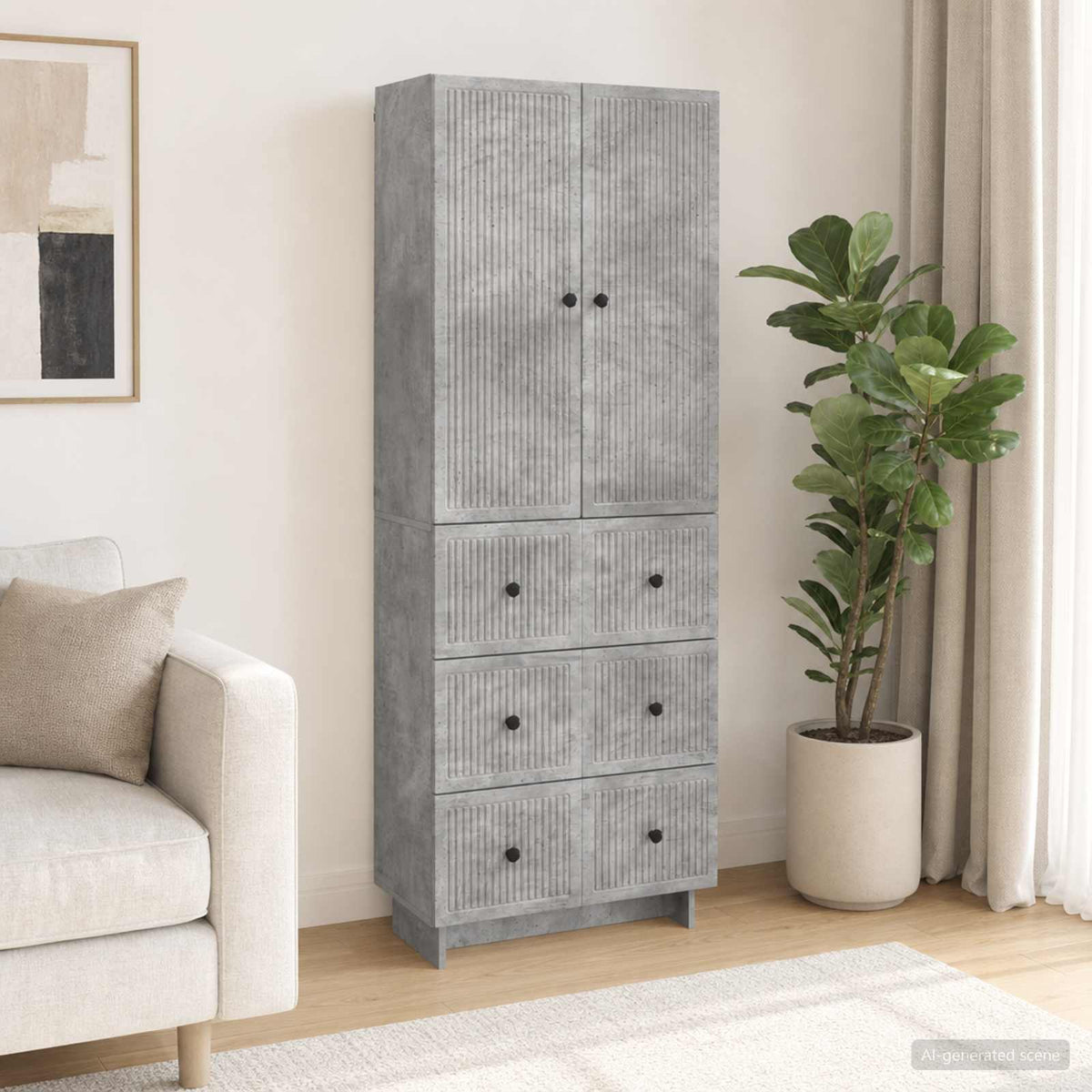 Kastenset 2 pcs Betongrijs 66 x 34,5 x 90 cm Bewerkt hout is nu te koop bij PeponiXL, paradijselijk wonen!