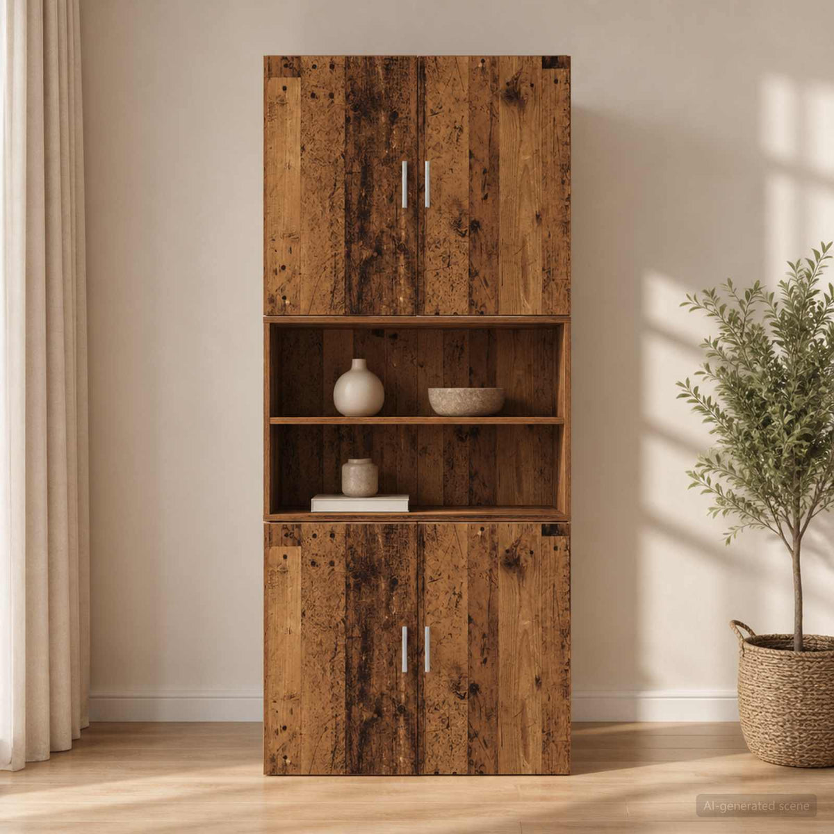 Wandkast Oud hout 80 x 42,5 x 64 cm Bewerkt hout is nu te koop bij PeponiXL, paradijselijk wonen!