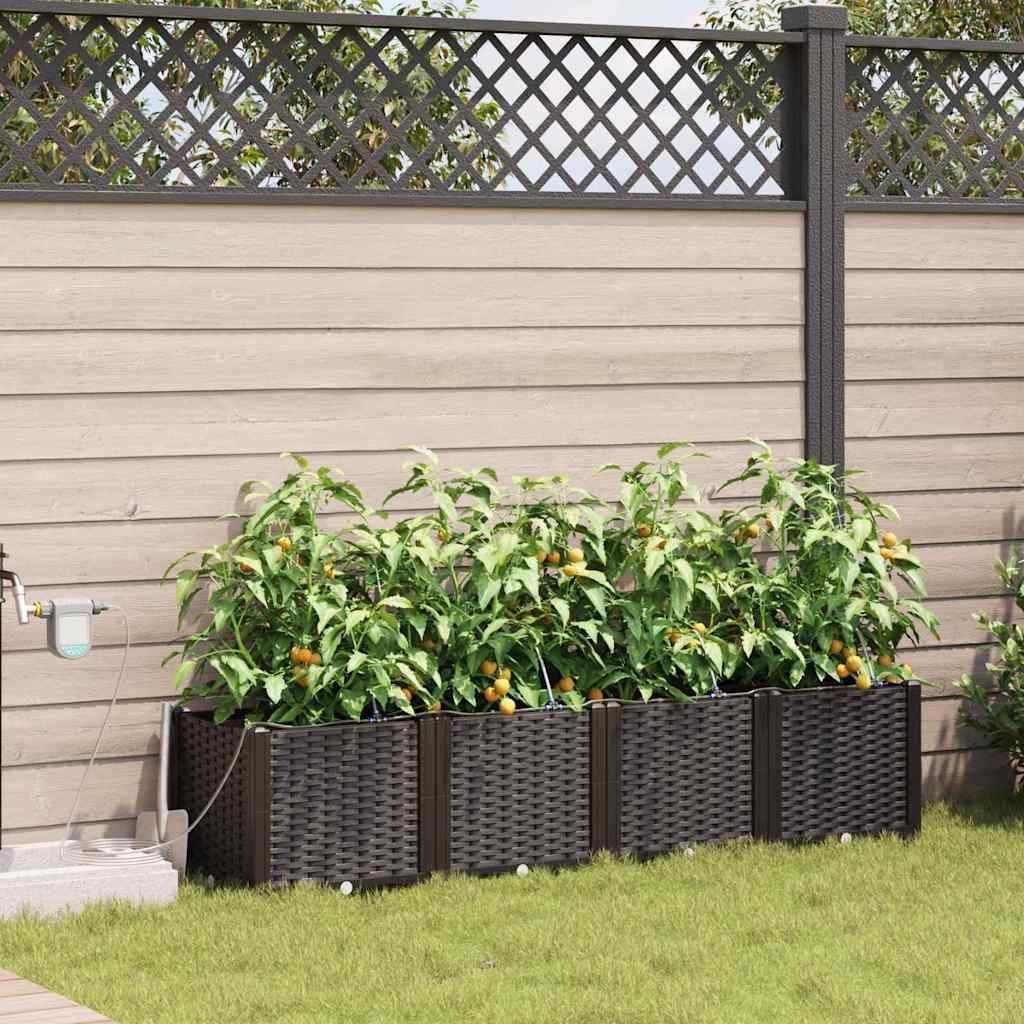 Tuin Bloempot 4 pcs Bruin Kunststof is nu te koop bij PeponiXL, paradijselijk wonen!