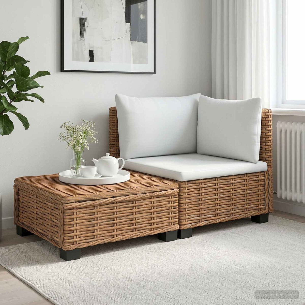 2 st Rieten Loungeset met Kussens GENDT Natuurlijk rattan is nu te koop bij PeponiXL, paradijselijk wonen!