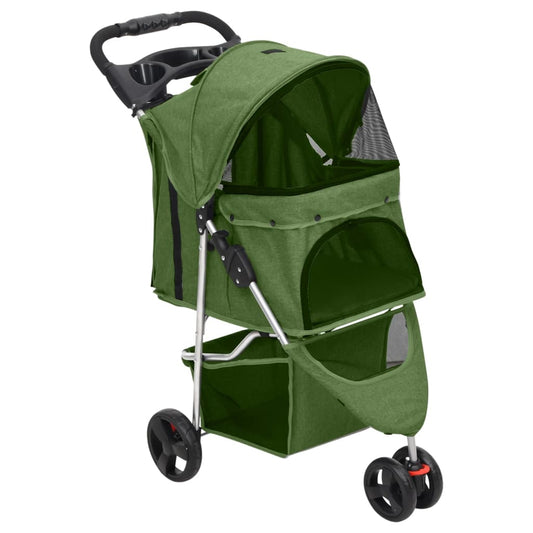 Hondenwagen inklapbaar 80x46x98 cm oxford stof groen is nu te koop bij PeponiXL, paradijselijk wonen!