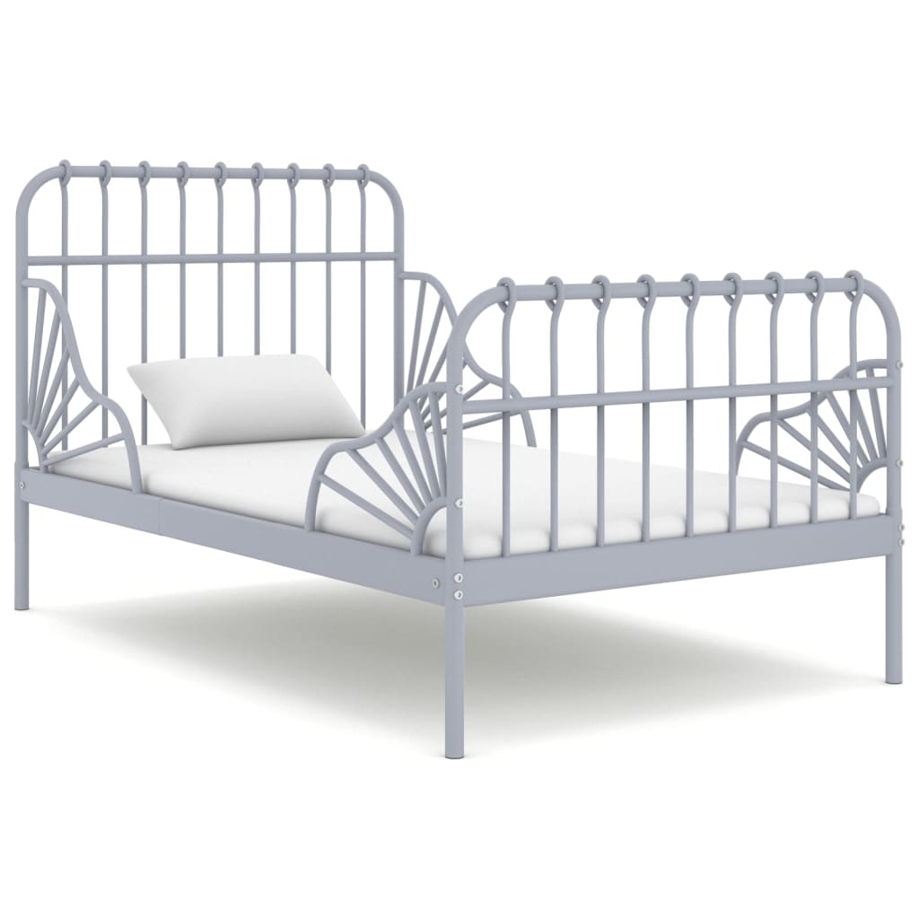 Bedframe verlengbaar metaal grijs 80x130/200 cm is nu te koop bij PeponiXL, paradijselijk wonen!